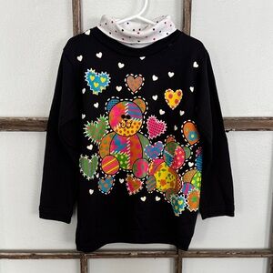 Vintage 90s Basic Editions neon patchwork bear turtleneck sweatshirt